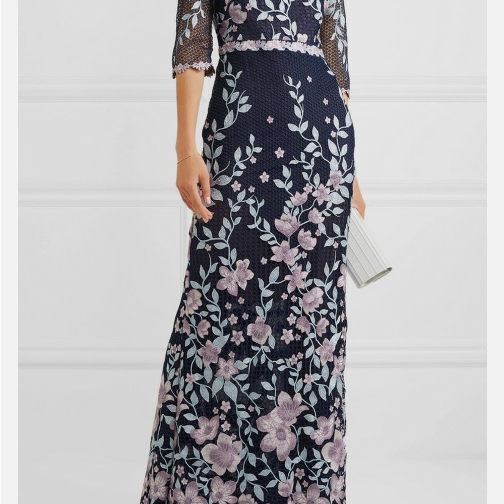 Marchesa Pink and Blue Wrap Tie Front Gown